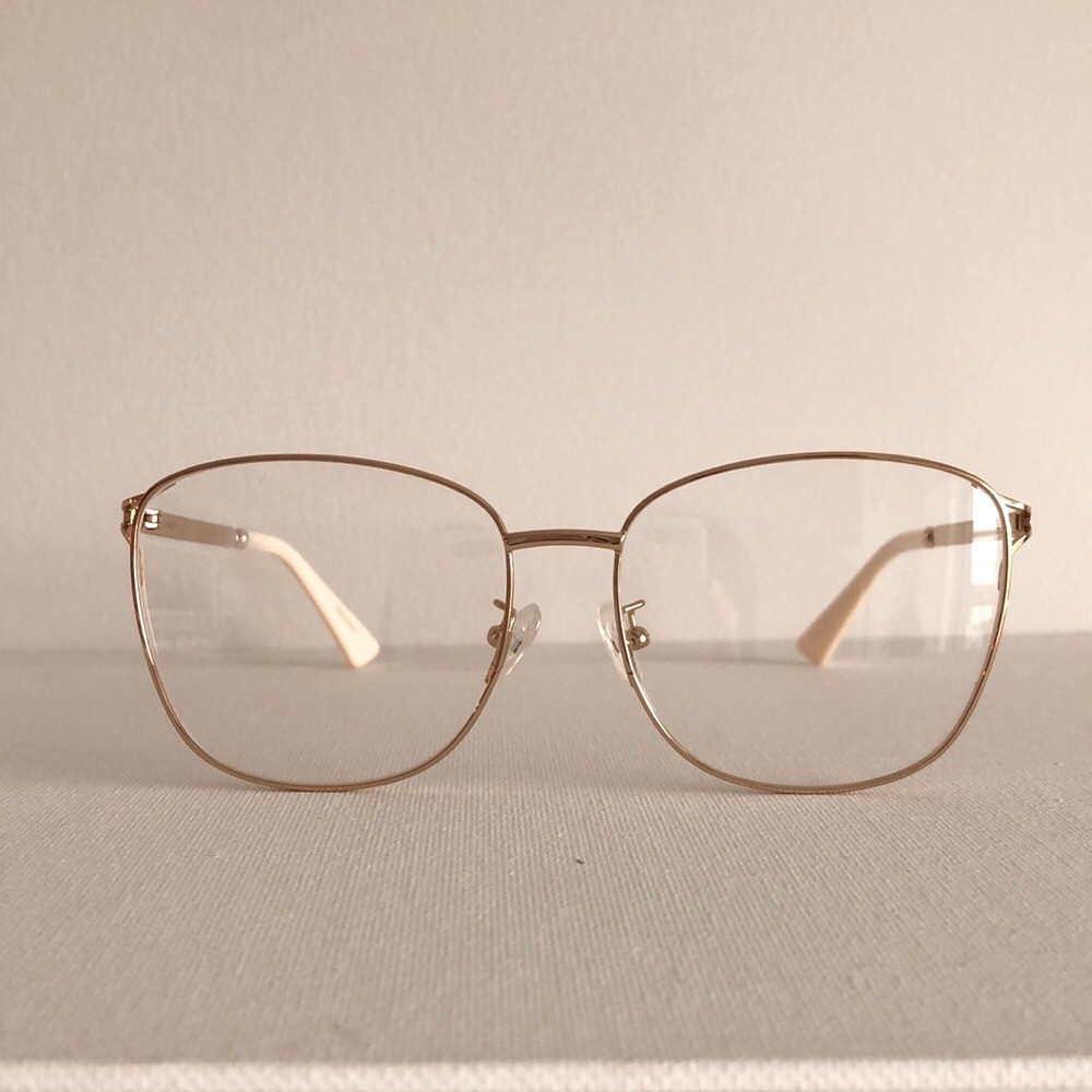 GU**CI Inspired Gold Metal Square Frame Prescription Glasses New